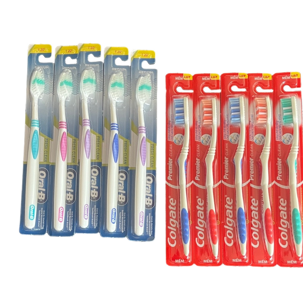 10 ct Colgate Premier Clean & Oral-B Fresh Clean Toothbrushes- soft & med Adult